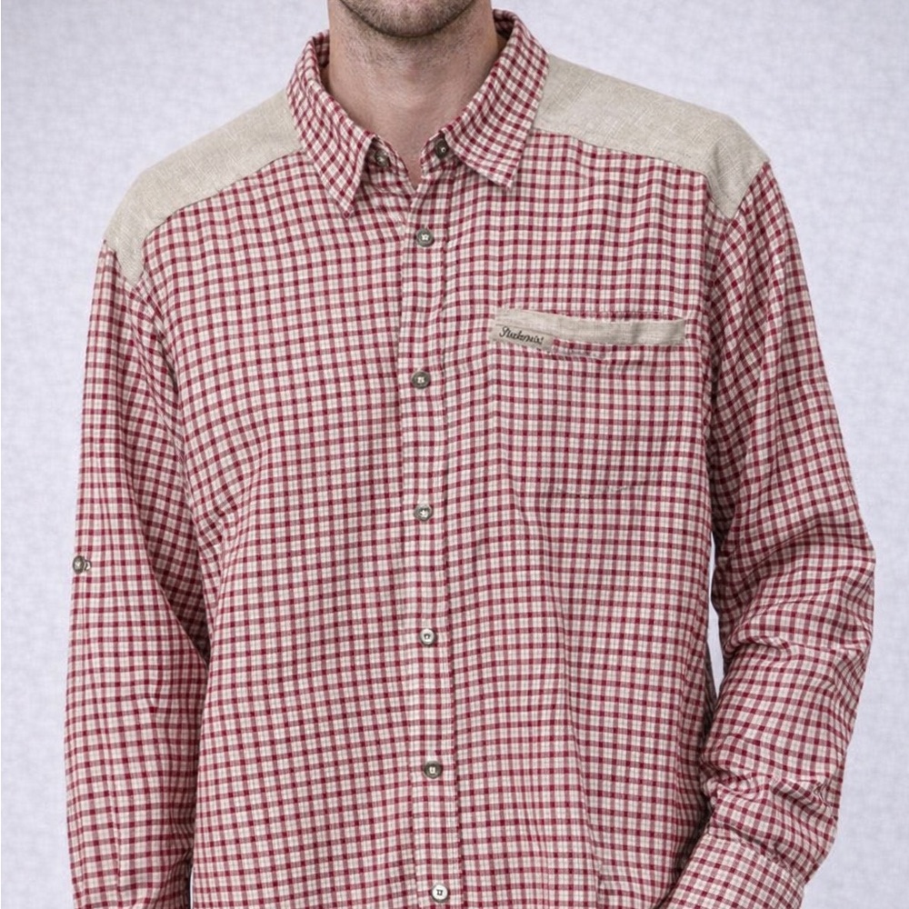 Stockerpoint 100% Cotton Knit Western Plaid Long Sleeve Button Down Large